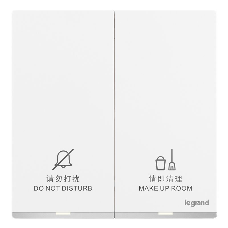 F9逸景PULS F9逸景PULS F9陶瓷白/“请勿打扰、请即清理”门后控制带LED指示灯开关(镶银边) 86*86 F9/H258N 86*86 F9/H258N