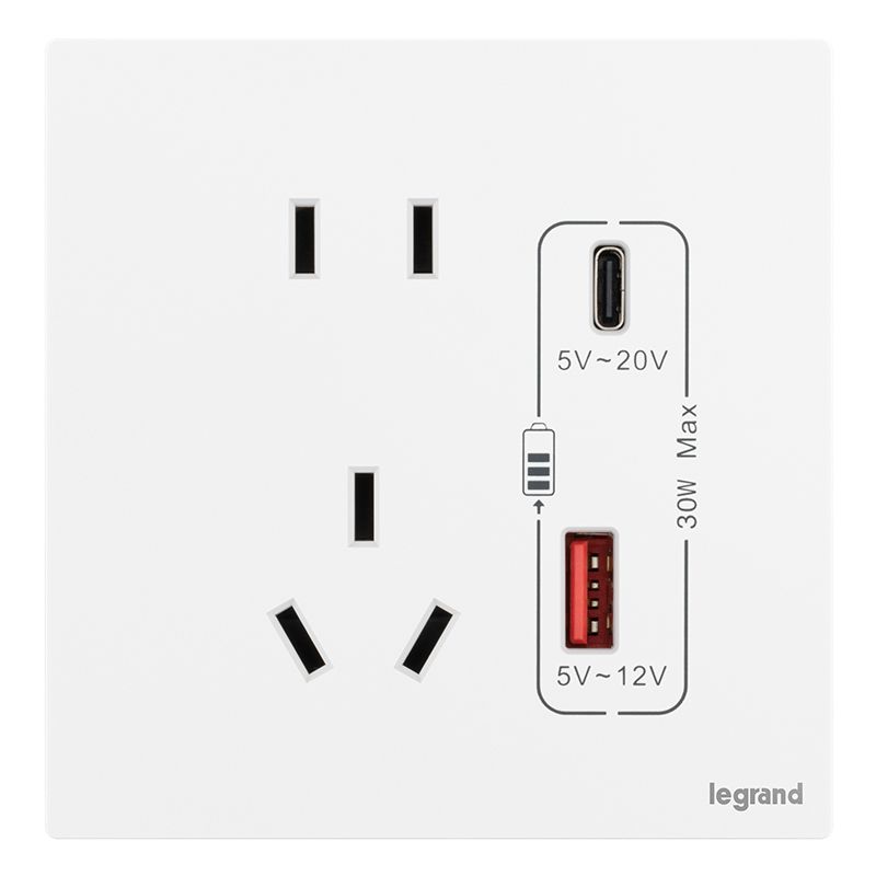 F9逸景PULS F9逸景PULS F9陶瓷白/五孔Type A+C 插座 30W 86*86 F9/426/10US/UC 86*86 F9/426/10US/UC