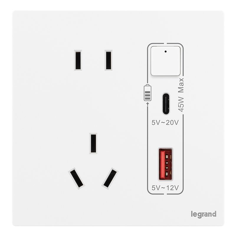 F9逸景PULS F9逸景PULS F9陶瓷白/五孔Type A+C 插座 45W 86*86 F9/426/10US/UD 86*86 F9/426/10US/UD