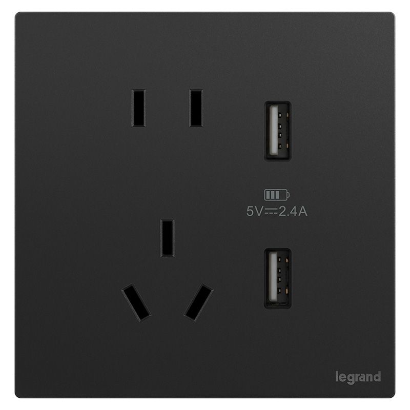 F9逸景PULS F9逸景PULS F9石晶墨/五孔双USB插座 86*86 F9/426/10US/U2-C 86*86 F9/426/10US/U2-C