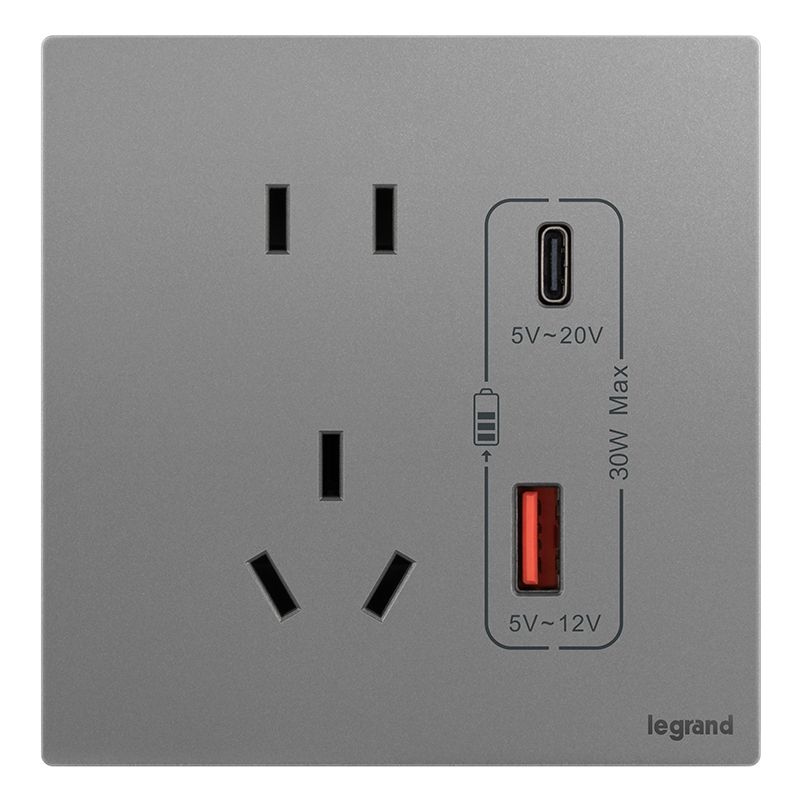 F9逸景PULS F9逸景PULS F9深砂银/五孔Type A+C 30W 86*86 F9/426/10US/UC-C3 86*86 F9/426/10US/UC-C3