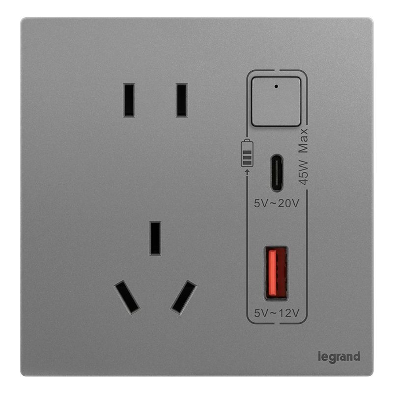 F9逸景PULS F9逸景PULS F9深砂银/五孔Type A+C 插座 45W 86*86 F9/426/10US/UD-C3 86*86 F9/426/10US/UD-C3