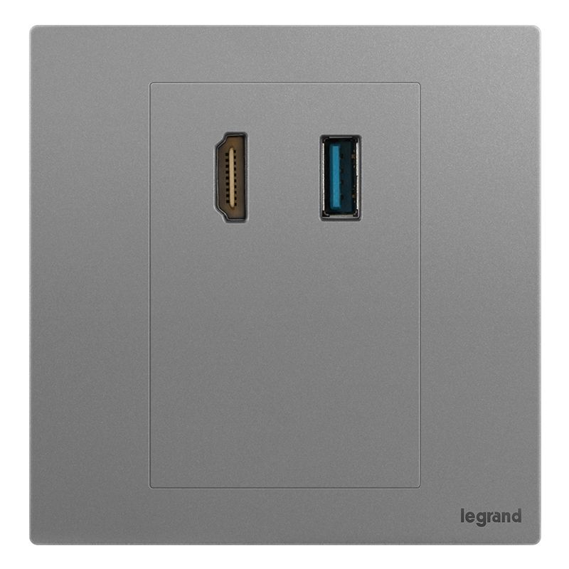 F9逸景PULS F9逸景PULS F9深砂银/HDMI+USB(连接)插座 86*86 F9/USB/HDMI-C3 86*86 F9/USB/HDMI-C3