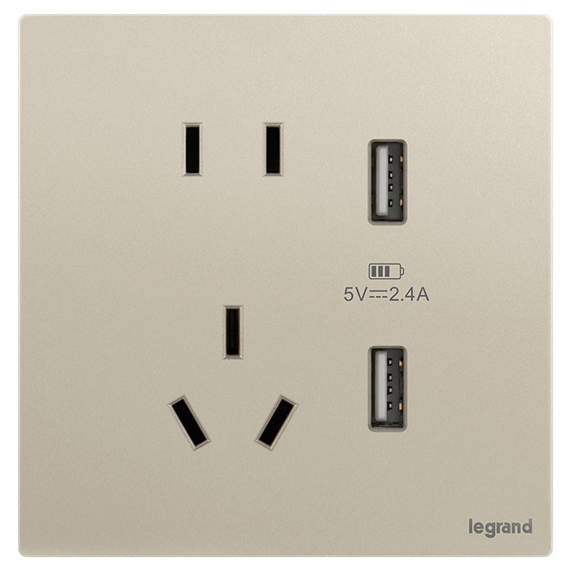 F9逸景PULS F9逸景PULS F9粉铂金/五孔双USB插座 86*86 F9/426/10US/U2-C2 86*86 F9/426/10US/U2-C2