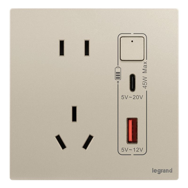 F9逸景PULS F9逸景PULS F9粉铂金/五孔Type A+C 插座 45W 86*86 F9/426/10US/UD-C2 86*86 F9/426/10US/UD-C2