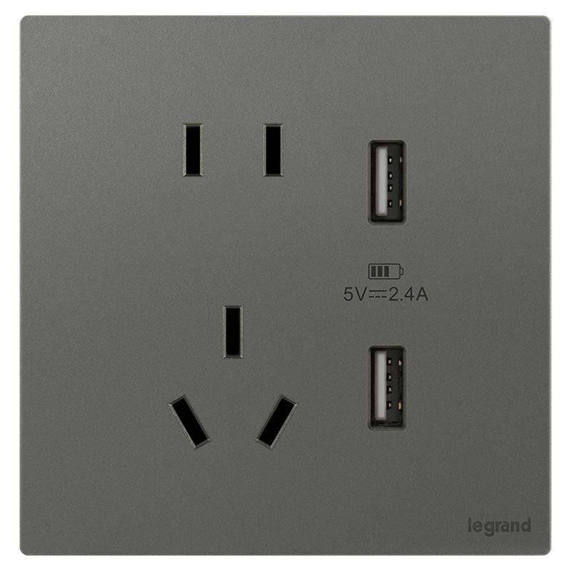 F9逸景PULS F9逸景PULS F9暮光绿/五孔双USB插座 86*86 F9/426/10US/U2-C1 86*86 F9/426/10US/U2-C1