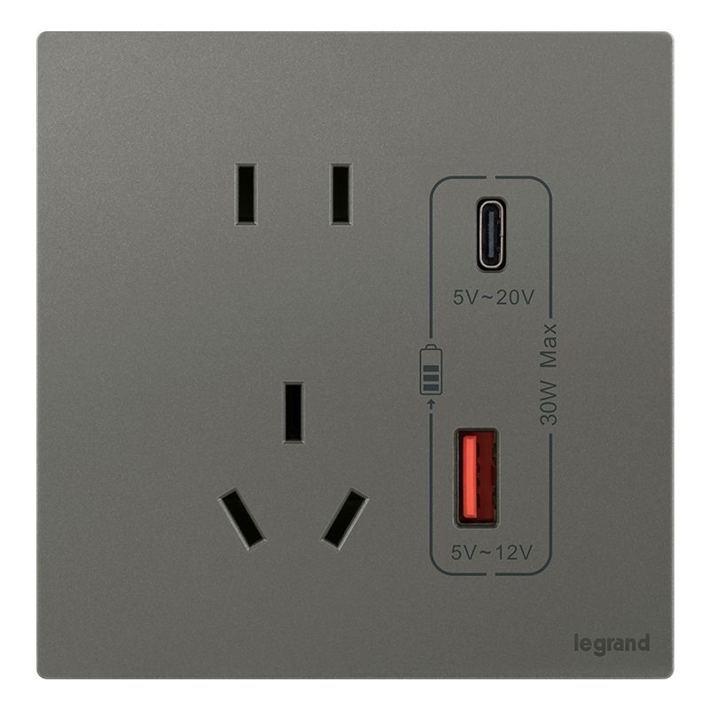 F9逸景PULS F9逸景PULS F9暮光绿/五孔Type A+C 插座 30W 86*86 F9/426/10US/UC-C1 86*86 F9/426/10US/UC-C1