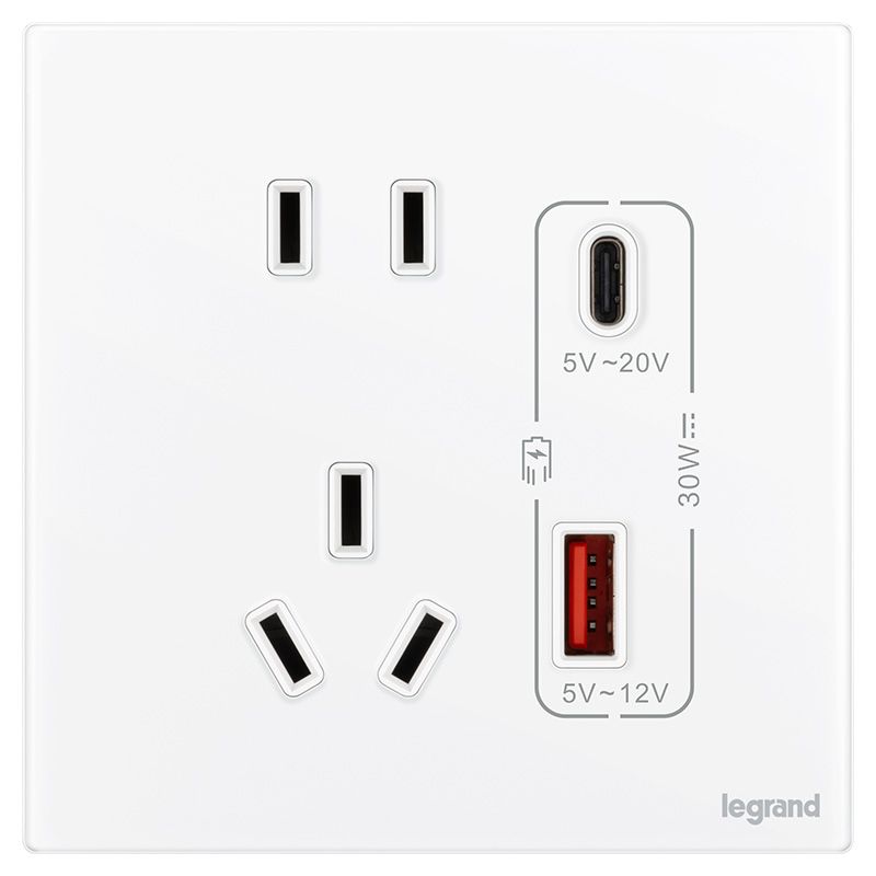 F7维翼 玻璃款 F7维翼 玻璃款 维翼冰白玉F7/五孔+Type A+C USB插座 86型 F7/426/10US/UC-G1 86型 F7/426/10US/UC-G1