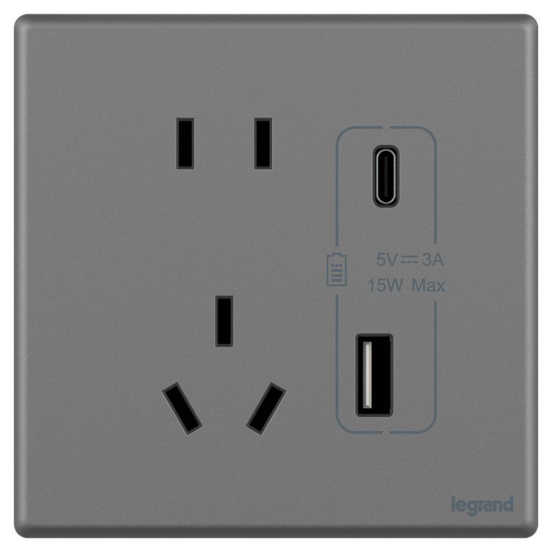 F5R智绘 F5R智绘 F5R智绘/深砂银/五孔ype A+C 插座15W  F5R/426/10US/UC-C3 F5R/426/10US/UC-C3