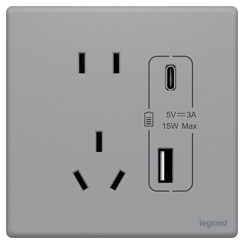 F5R智绘 F5R智绘 F5R智绘/艺术灰/五孔ype A+C 插座15W  F5R/426/10US/UC-C5 F5R/426/10US/UC-C5
