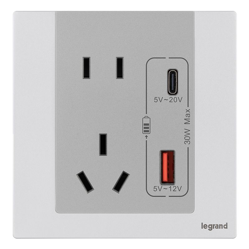 F9逸景金属款 F9逸景金属款 F9冰点铝/五孔Type A+C 插座 30W 86型 F9/426/10US/UC-J1 86型 F9/426/10US/UC-J1