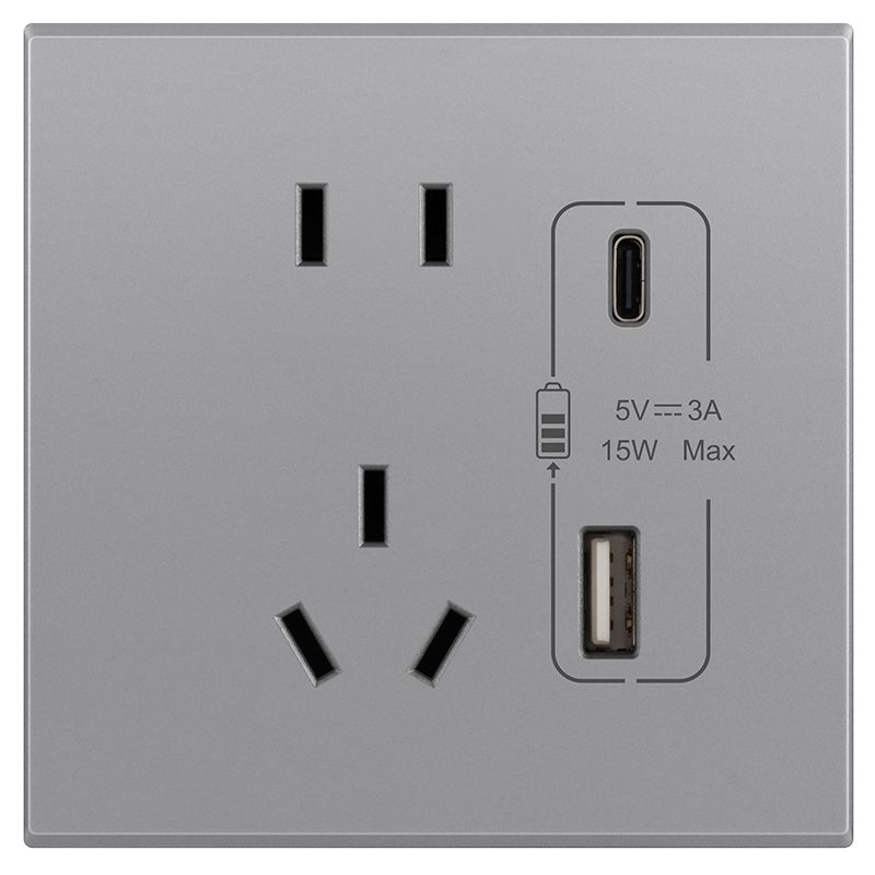 E8E画采 E8E画采 画采深砂银/Type A+C USB五孔插座 86型 E8E/426/10US/UC-C3 86型 E8E/426/10US/UC-C3