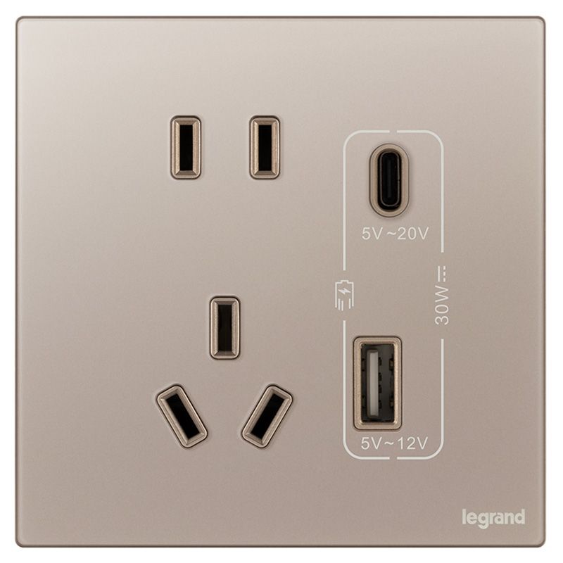 F7维翼 玻璃款 F7维翼 玻璃款 维翼玫金玉F7/五孔+Type A+C USB插座 86型 F7/426/10US/UC-G2 86型 F7/426/10US/UC-G2