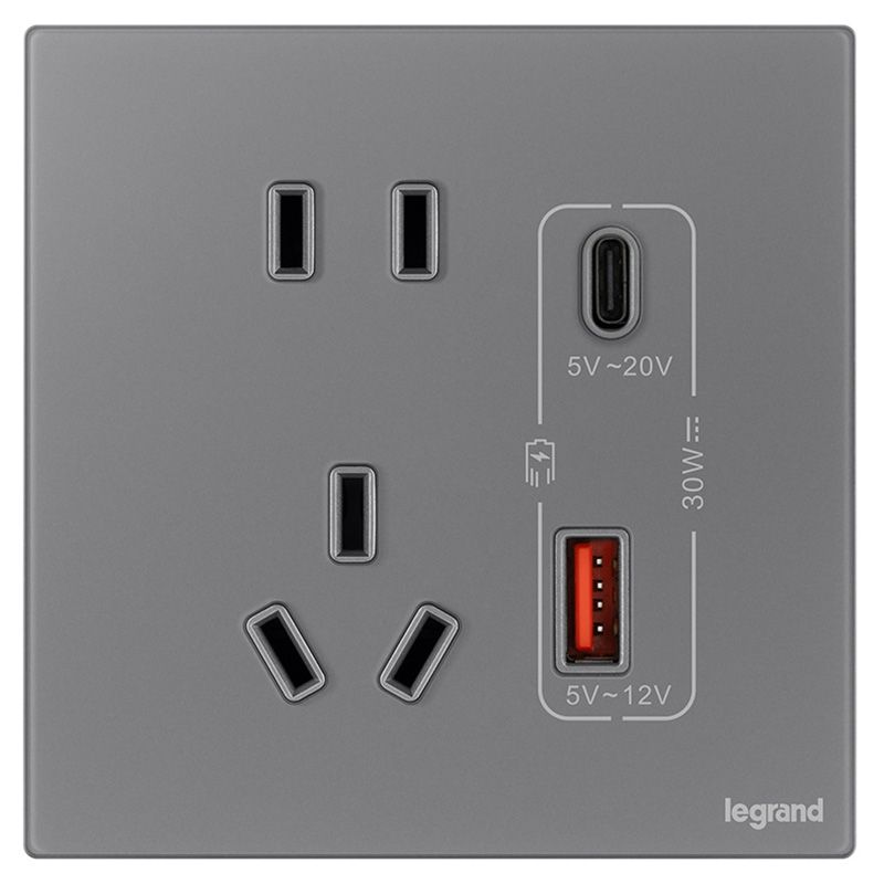 F7维翼 玻璃款 F7维翼 玻璃款 维翼烟云玉F7/五孔+Type A+C USB插座 86型 F7/426/10US/UC-G3 86型 F7/426/10US/UC-G3