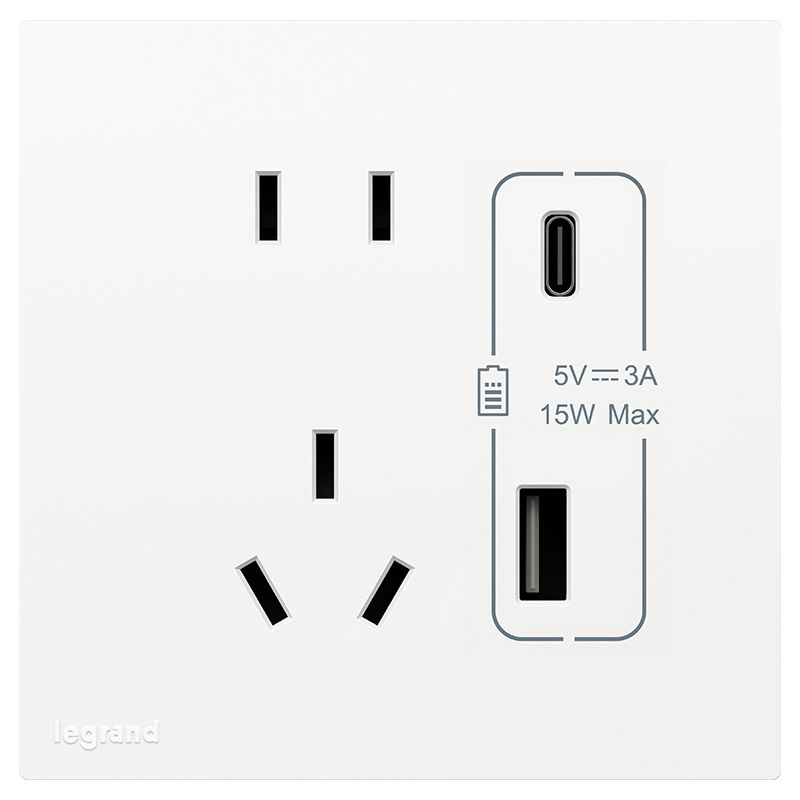 F5E畅境 F5E畅境 畅境玉兰白/五孔ype A+C 插座15W  F5E/426/10US/UC F5E/426/10US/UC