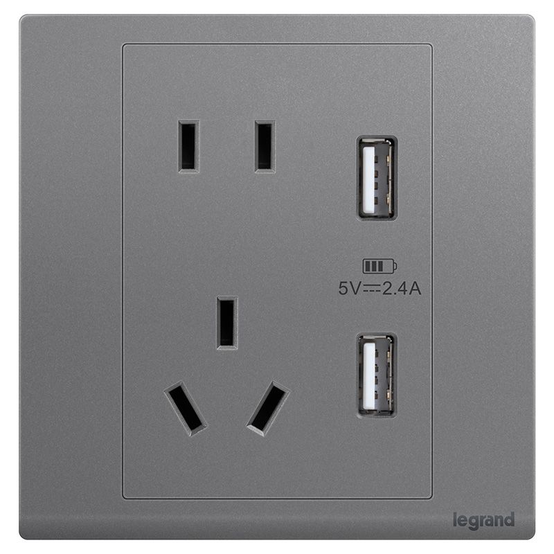 朗淳 朗淳 朗淳深砂银/（新国标）五孔USB插座 86型 EQ426/10US/U2S-C3 86型 EQ426/10US/U2S-C3