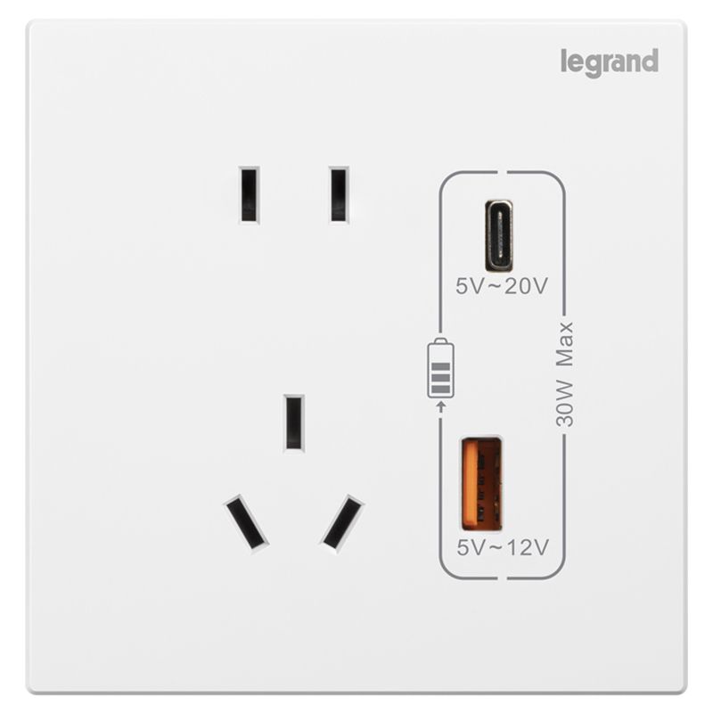 K8逸景 K8逸景 K8玉兰白/五孔Type A+C 插座-新国标 86型 K8/426/US/UCS 86型 K8/426/US/UCS