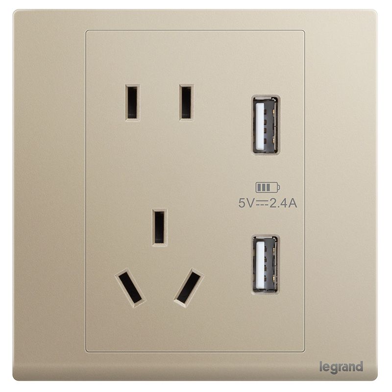 朗淳 朗淳 朗淳米兰金/（新国标）五孔USB插座 86型 EQ426/10US/U2S-C2 86型 EQ426/10US/U2S-C2