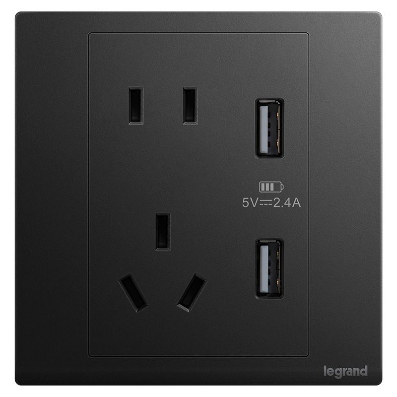 朗淳 朗淳 朗淳碳素黑/（新国标）五孔USB插座  EQ426/10US/U2S-C EQ426/10US/U2S-C