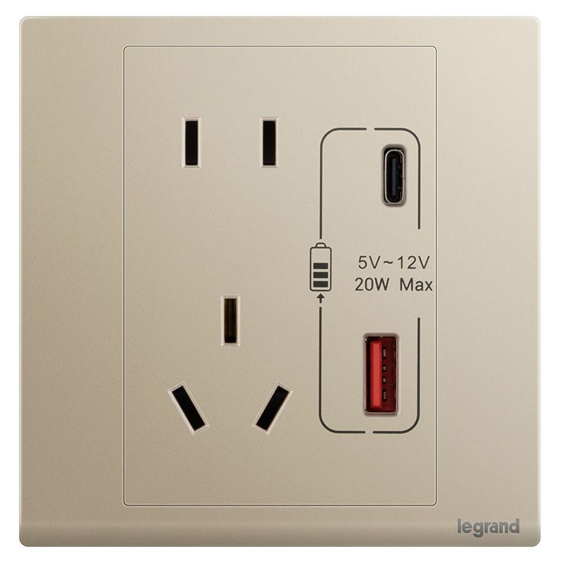 朗淳 朗淳 朗淳米兰金/五孔Type A+C 插座 86型 EQ426/10US/UC-C2 86型 EQ426/10US/UC-C2