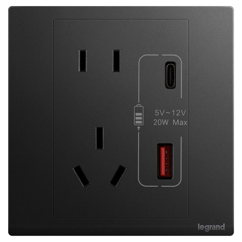 朗淳 朗淳 朗淳碳素黑/五孔Type A+C 插座  EQ426/10US/UC-C EQ426/10US/UC-C