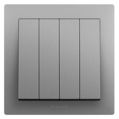 博蕴彩色 博蕴彩色 博蕴深砂银/四位单控开关 86型 ES34/1/2D-C3 86型 ES34/1/2D-C3